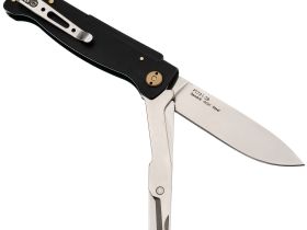 Складной нож Sanrenmu Partner, сталь 12C27, компактный мультитул с ножницами, рукоять нержавеющая сталь черная