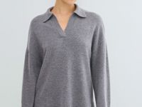 Джемпер поло из пряжи с ангорской шерстью, Серый