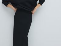 Юбка миди прямого кроя, Черный