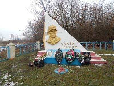 Братская могила воинов Советской Армии, погибших в январе 1943 годак. Захоронено 197 человек, установлено фамилий на 56 человек. Барельеф установлен в 1963 году