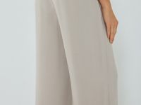 Прямые брюки с поясом на резинке, Бежевый