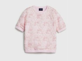 Джемпер с декором из кружева, Розовый