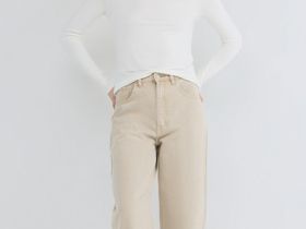 Джинсы Barrel с высокой посадкой, Бежевый