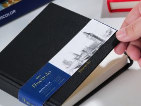 Блокнот для зарисовок Finenolo 12*12 см 40 л 160 г, твердая обложка черный