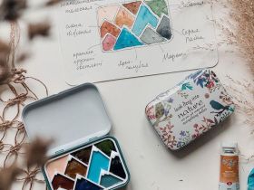 Палетка для красок "Горы" 6х5 см, цвет белый, пластик белый