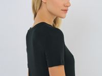 Полупрозрачная футболка в рубчик, Черный