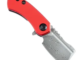 Складной нож Kansept Mini Korvid, сталь Damascus, рукоять алюминий, красный