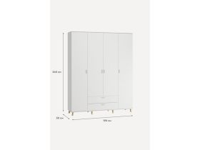 Распашной шкаф Пронто 4-190x240 Белый с зеркалом