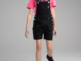 Полукомбинезон текстильный джинсовый для девочек