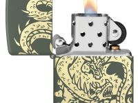 Зажигалка ZIPPO Dragon Design с покрытием Green Matte, латунь/сталь, зеленая, матовая