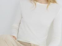 Лонгслив с содержанием модала и шёлка, Бежевый