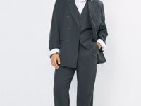 Двубортный пиджак в полоску O'STIN x Яндекс Книги, Серый