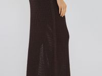 Юбка макси ажурной вязки, Коричневый