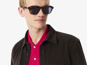 Мужская хлопковая велюровая рубашка Lacoste стандартного кроя