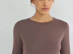 Лонгслив с содержанием модала и шёлка, Коричневый