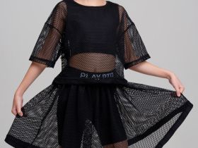 Комплект трикотажный для девочек: фуфайка (футболка), топ, шорты