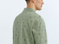 Поло из хлопка с принтом, Зеленый