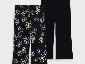 Брюки детские трикотажные для девочек, 2 пары в комплекте