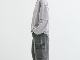 Широкие джинсы с карго-карманами для девочек, Серый