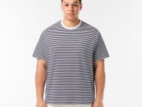 Мужская полосатая Футболка  Lacoste из плотного хлопка