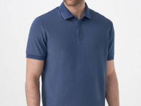 Поло из шелковистого пике, Синий