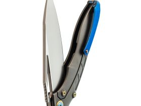 Складной нож Rike RK1902, сталь M390, рукоять титан/карбон, синий, премиальный флиппер