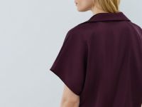 Сатиновая блузка с коротким рукавом, Фиолетовый