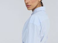 Асимметричная рубашка из хлопка, Голубой