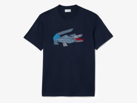 Мужская футболка Lacoste из плотного хлопка с рисунком крокодила