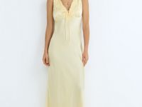 Сатиновое платье с кружевом, Желтый