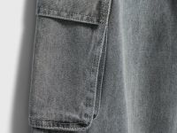 Широкие джинсы с карго-карманами для девочек, Серый