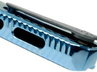 Нож складной LionSteel ROK DD BL, дамасская сталь, рукоять титан, синий