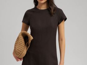 Платье мини изо льна и вискозы