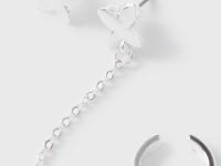 Серебристые серьги с каффом Глория Джинс