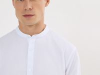 Классическая рубашка с воротником мао, Белый