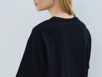 Футболка с цветочным декором из пайеток, Черный