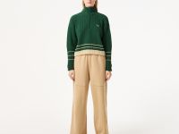 Женский короткий свитер Lacoste на молнии с длинным рукавом