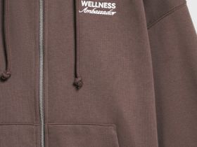 Толстовка на молнии с вышивкой, Коричневый