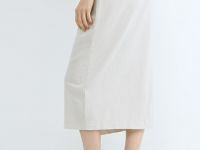 Льняная юбка миди с запахом, Бежевый