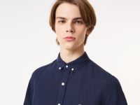 Мужская льняная  рубашка Lacoste с коротким рукавом