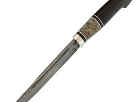 Нож Егерь, сталь дамаск, рукоять граб, вставка карельская береза