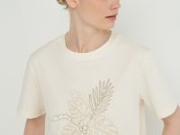 Футболка с вышивкой, Бежевый