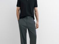 Поло из плотного хлопка, Черный