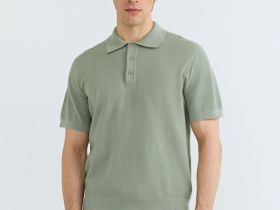 Поло из текстурной ткани, Зеленый