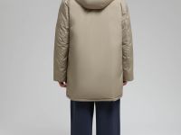 Пуховое полупальто с капюшоном и воротником-стойко