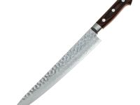 Нож Слайсер (для тонкой нарезки) 240 мм, Sakai Takayuki, сталь VG-10 Damascus 17 слоев, рукоять махагон