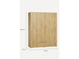 Распашной шкаф Стелла 4.1-160x220 Дуб Золотистый
