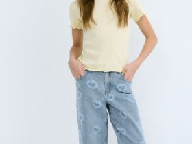 Футболка в рубчик для девочек, Желтый