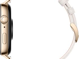 Умные часы HUAWEI Watch Fit 3 Золотистые, с белым кожаным ремешком
