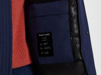 Пуховое полупальто с накладными карманами и капюшоном